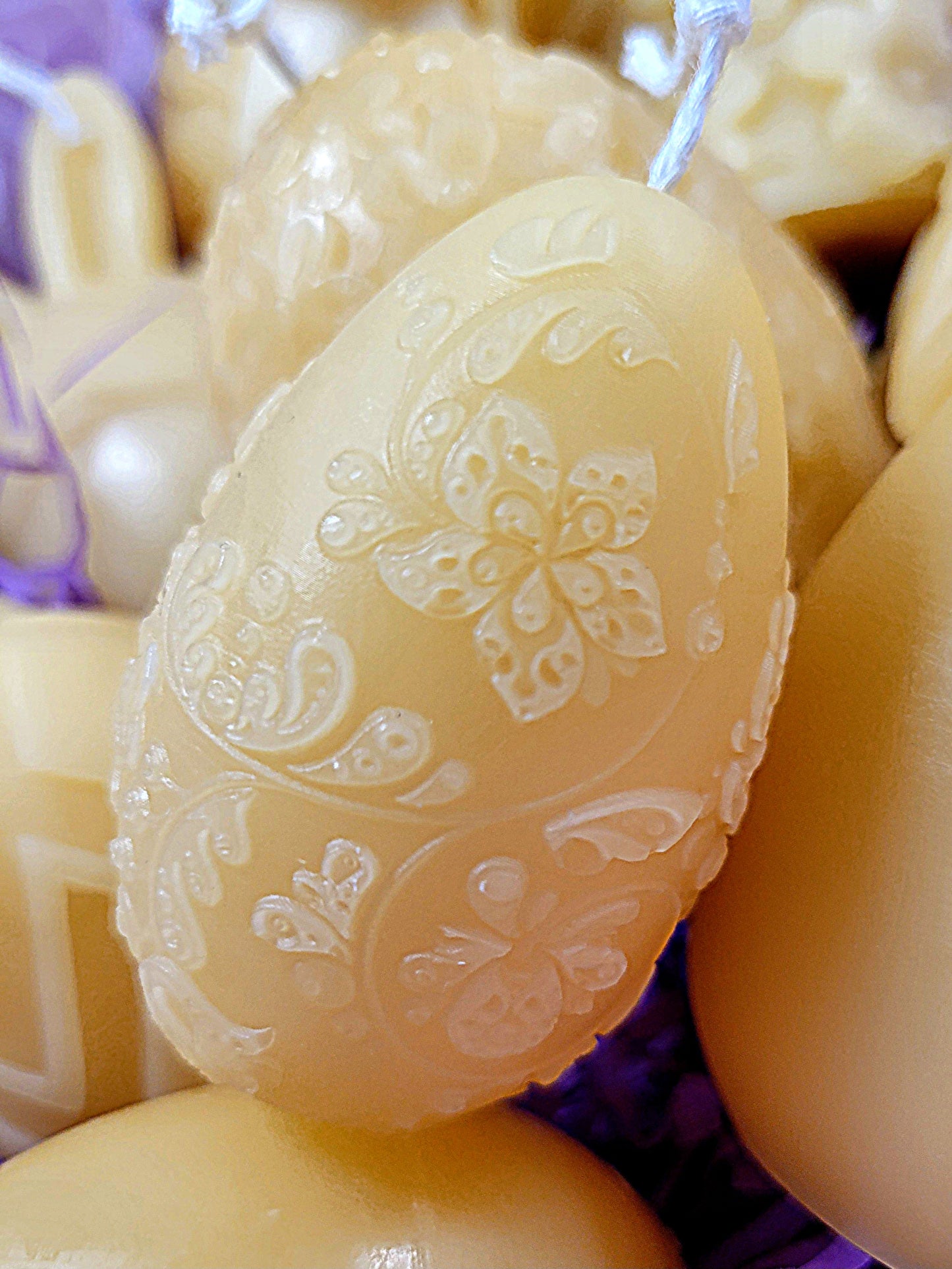 Elegant Lace Egg Beeswax Candle