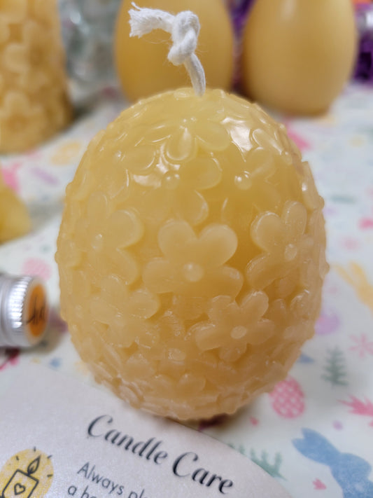 Floral Blossom Egg Beeswax Candle