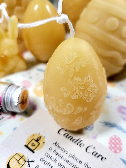 Elegant Lace Egg Beeswax Candle